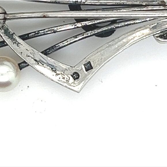 Mikimoto Estate Akoya Pearl Brooch Pin Sterling Silver 5.4 mm M287 - Picture 6 of 9